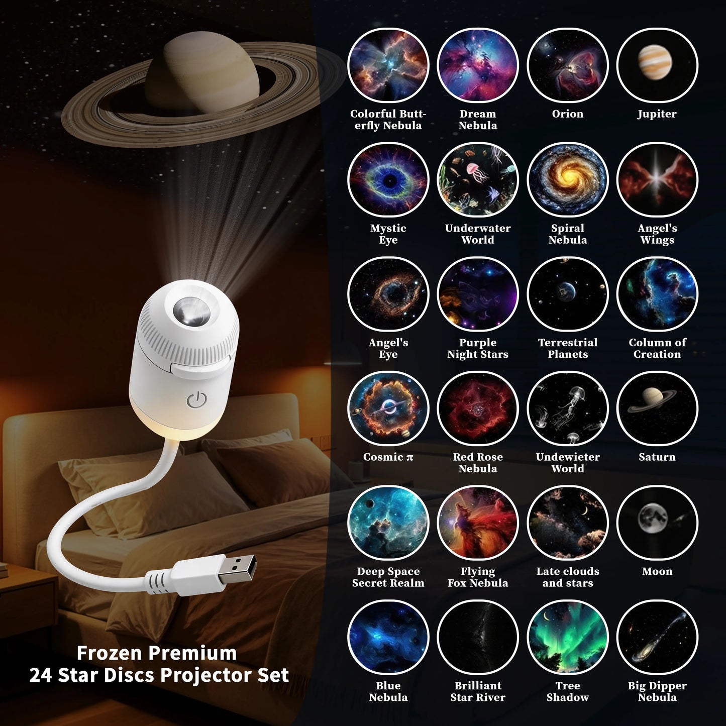 USB Starry Night Light, Suitable for Home Scenes, Small Footprint, Clear Projection. Usb Charging Lampara Usb C Rechargeable Tiktokshopspringglowup