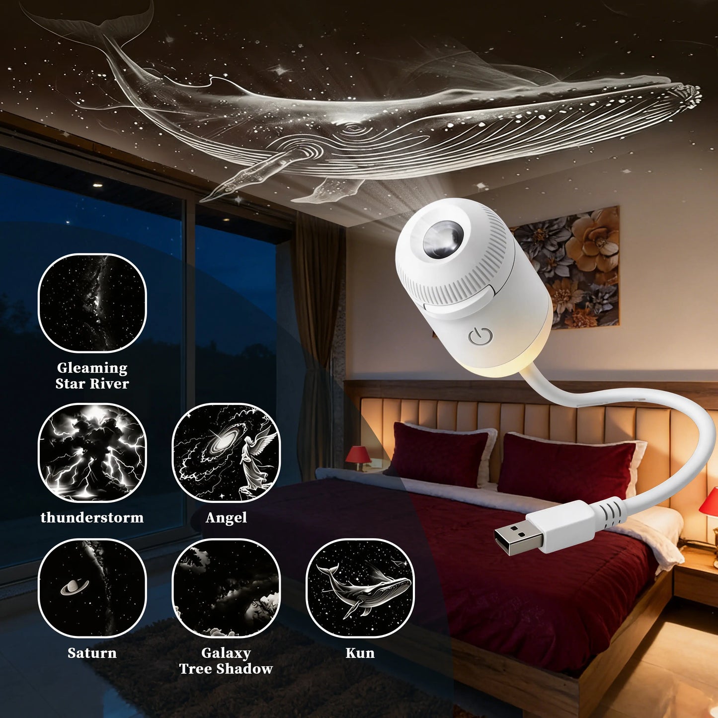 USB Starry Night Light, Suitable for Home Scenes, Small Footprint, Clear Projection. Usb Charging Lampara Usb C Rechargeable Tiktokshopspringglowup