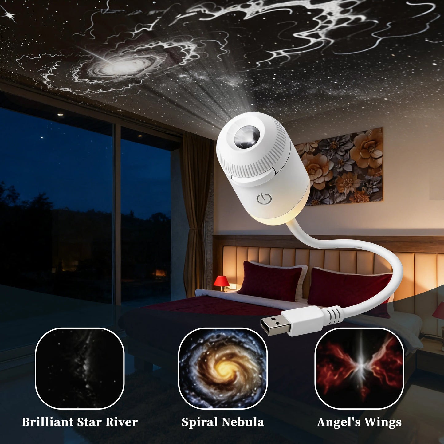 USB Starry Night Light, Suitable for Home Scenes, Small Footprint, Clear Projection. Usb Charging Lampara Usb C Rechargeable Tiktokshopspringglowup
